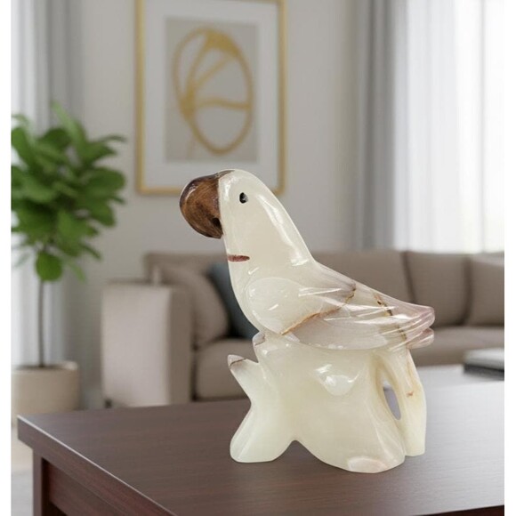 Handmade Marble Parrot Figurine, Christmas Gift, Unique Stone Animal Sculpture - Picture 5 of 16